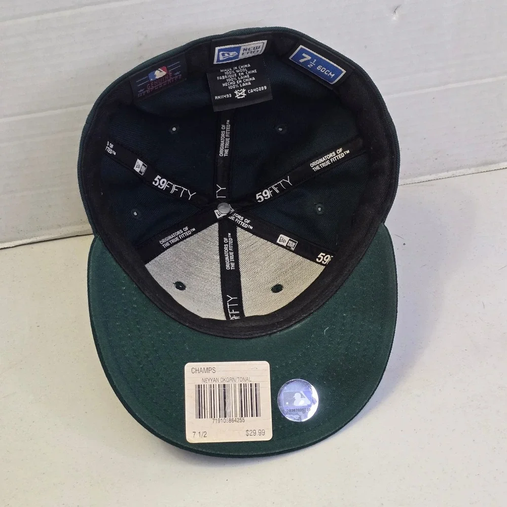 New Era Men's 59FIFTY New York Yankees Fitted Hat 7 1/2 Dark Green Wool Cap U7
